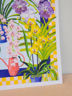 orchid still life - A3 risograph art print