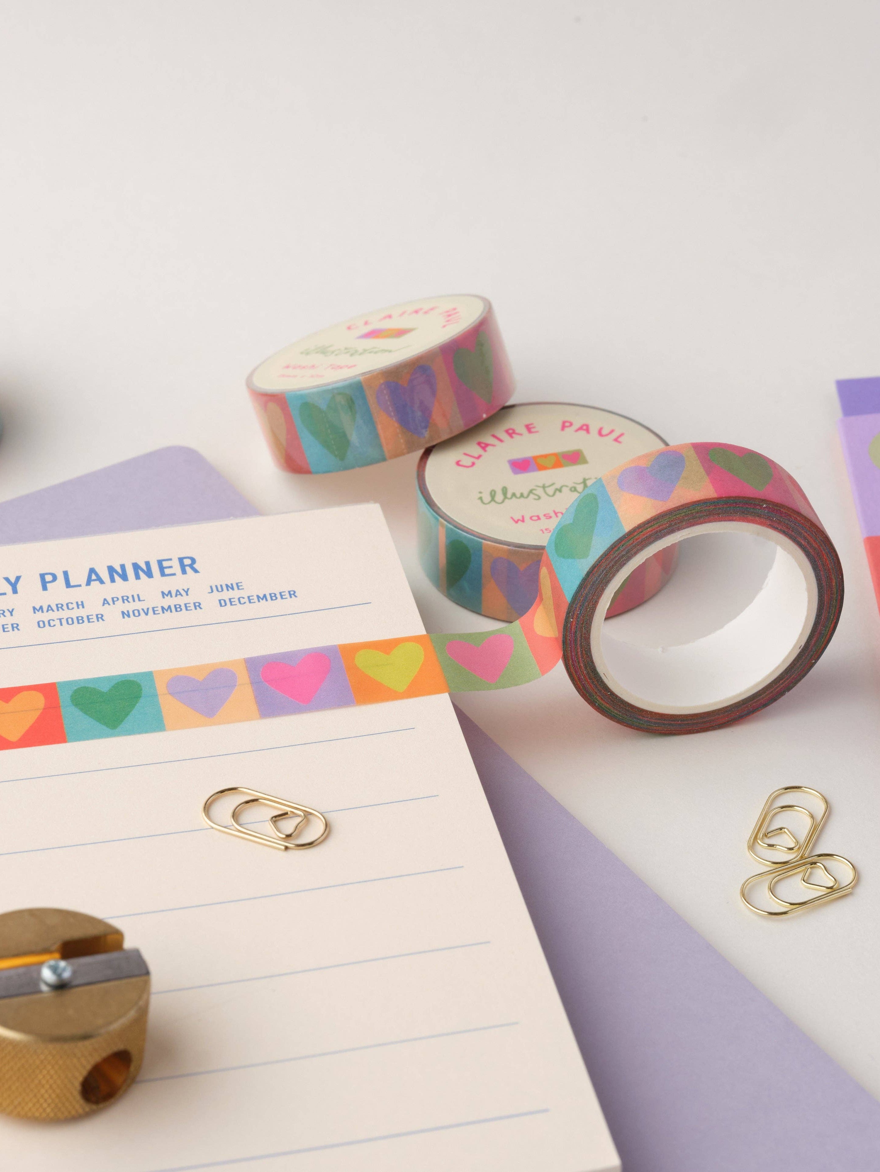 rainbow love hearts washi tape
