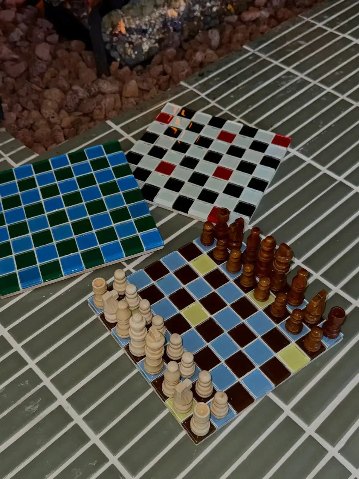 glass tiled chessboard