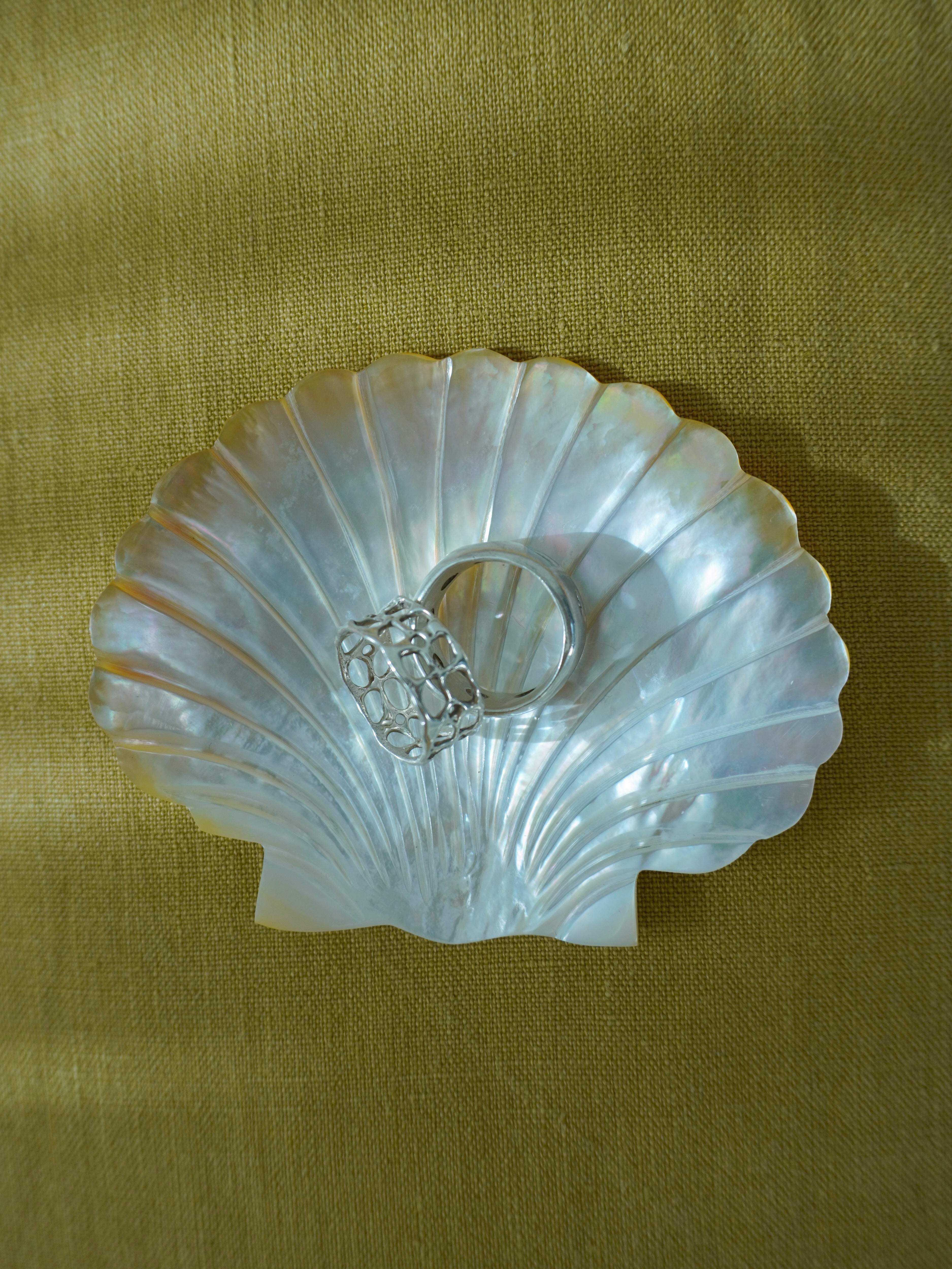 shell shaped mother of pearl dish