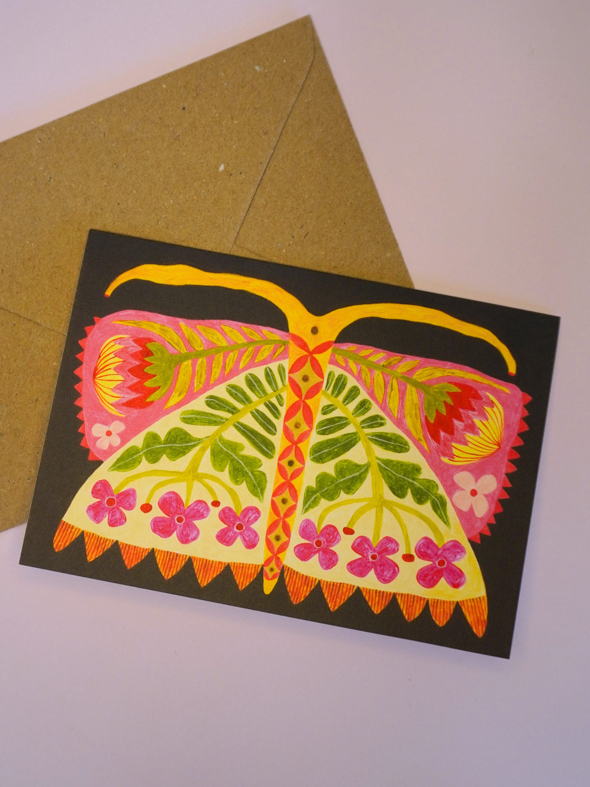folk butterfly - greetings card
