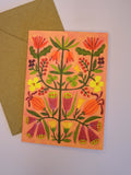 pink floral arrangement - greeting card