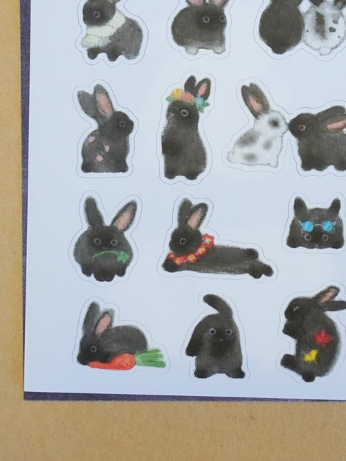 black rabbit sticker sheet