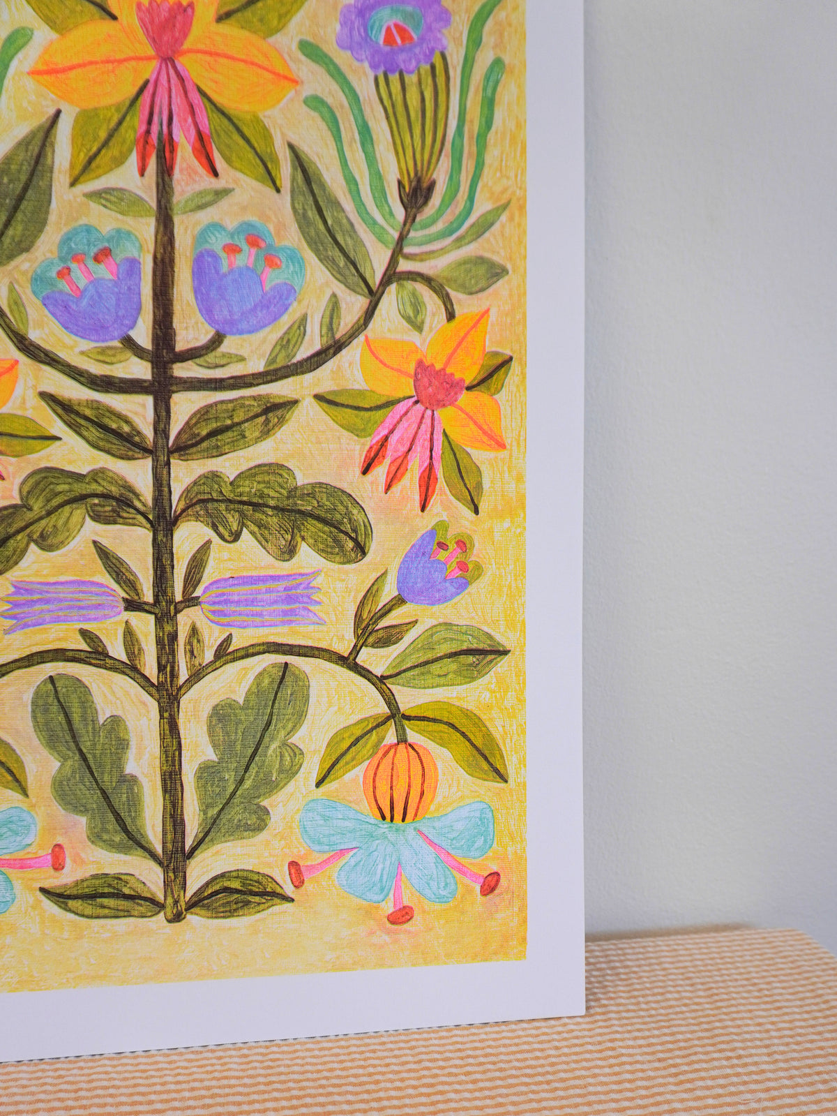 cream floral arrangement - A3 risograph print