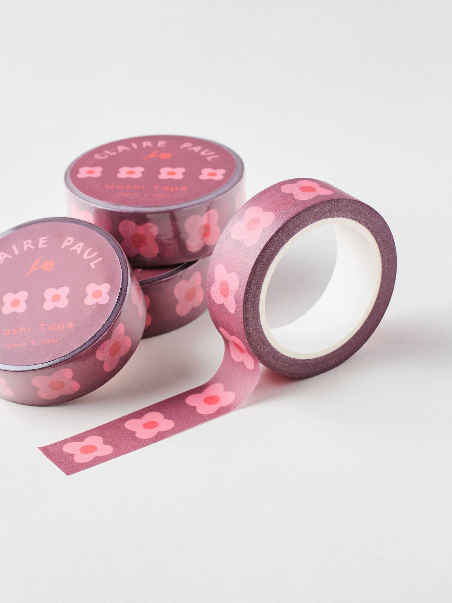 pink block flower washi tape