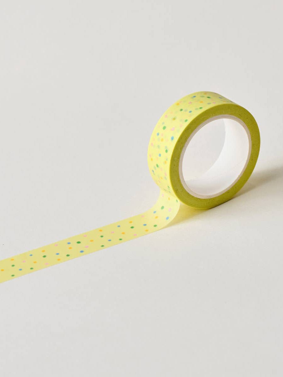 yellow funfetti polka dots washi tape