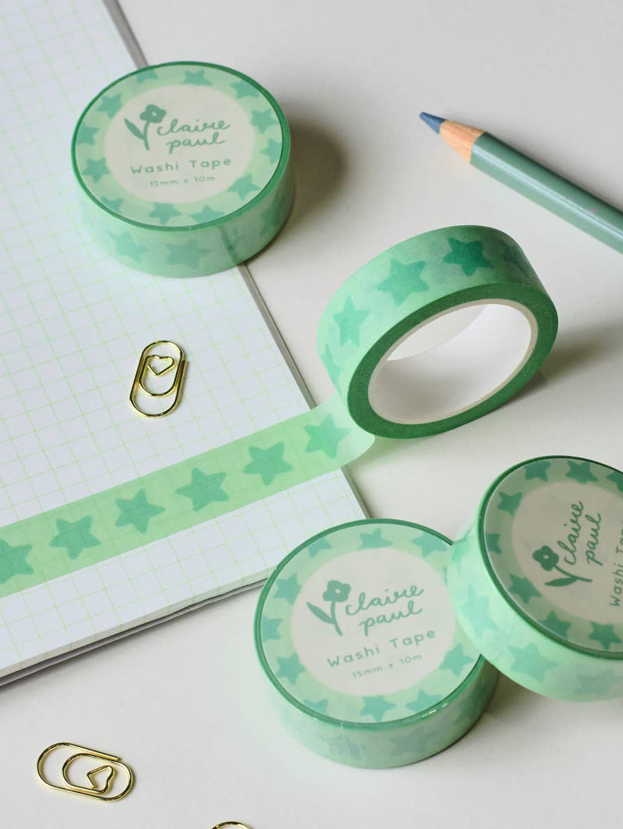 green stars washi tape