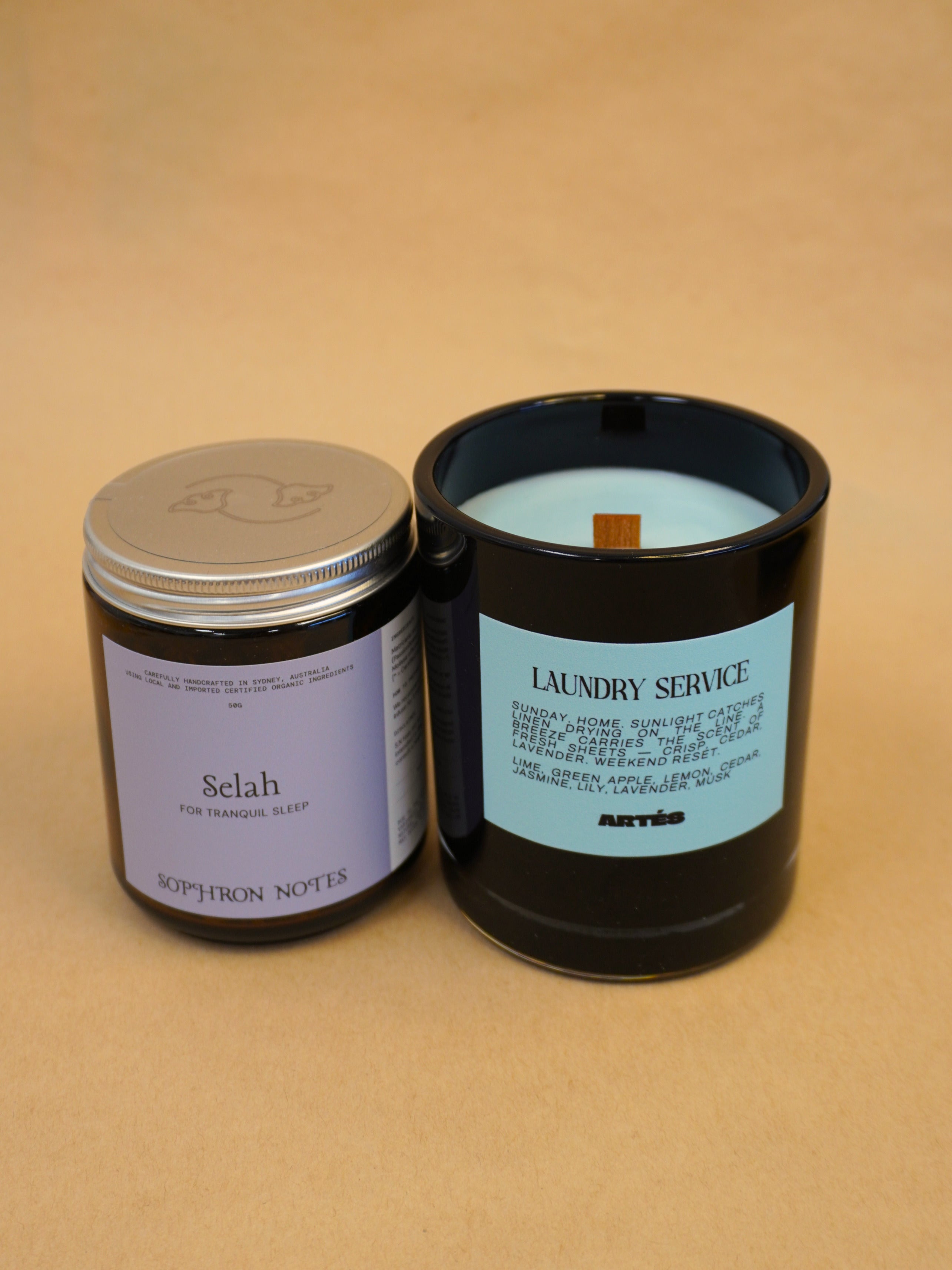 cozy night bundle - selah tea + laundry service candle