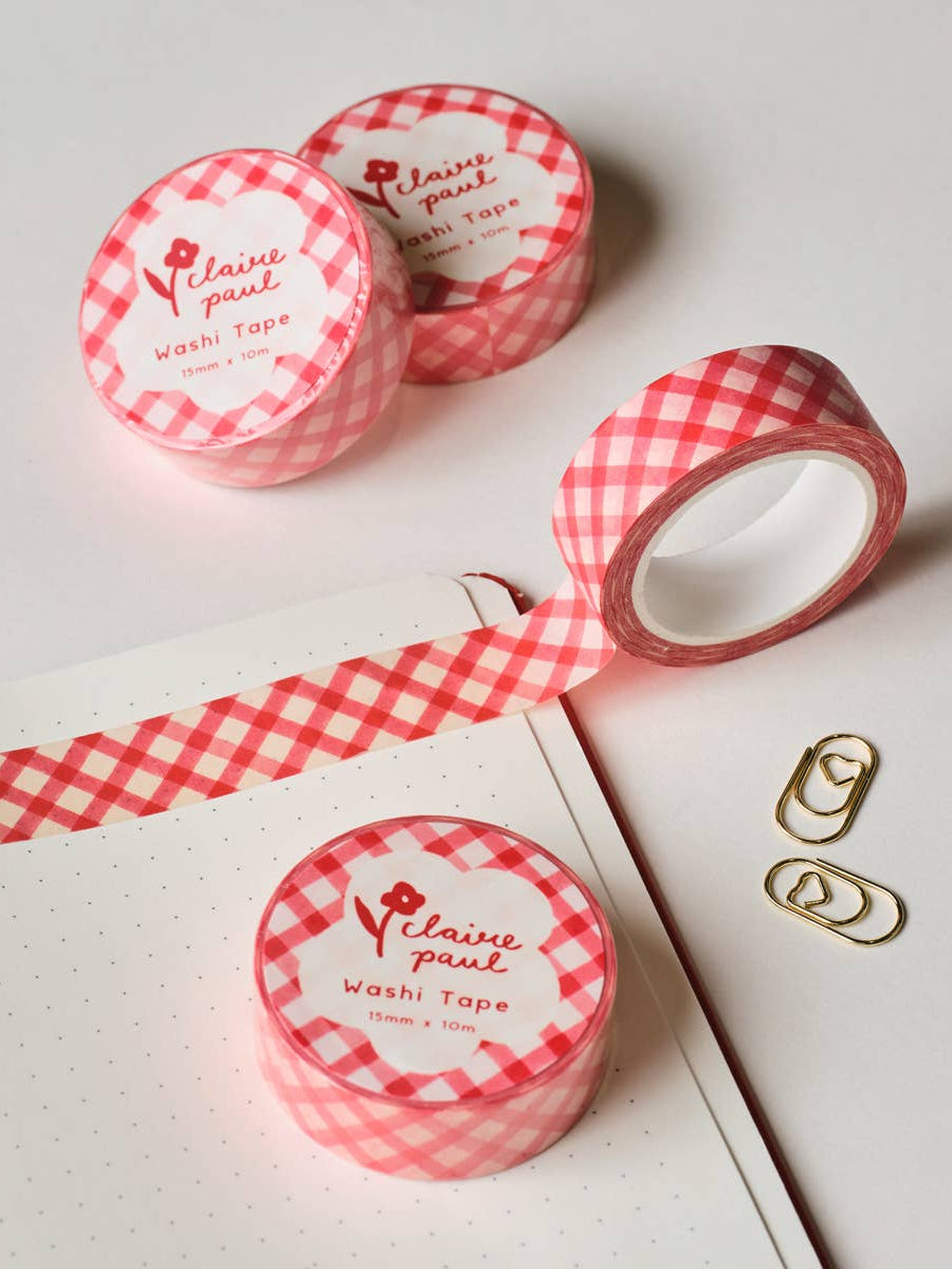 red gingham washi tape