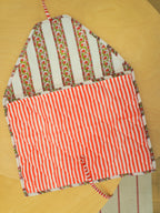 padded laptop sleeve - red stripe floral