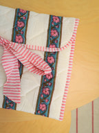 padded laptop sleeve - pink stripe floral