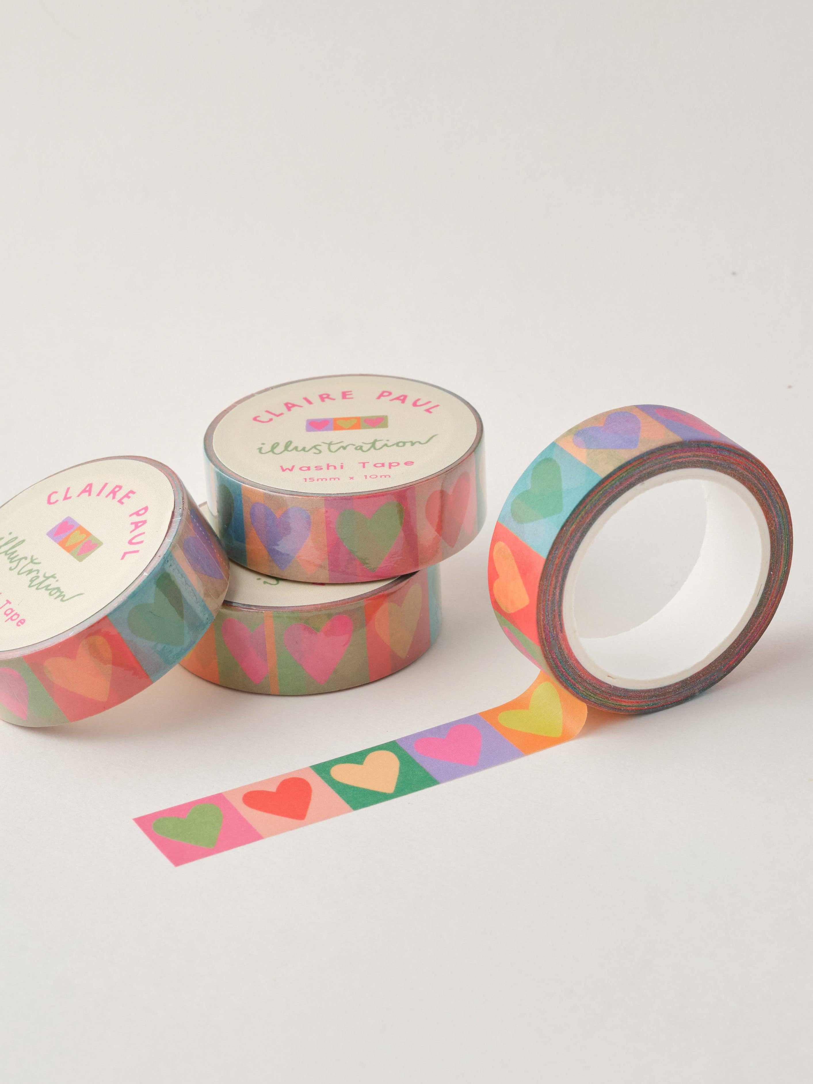 rainbow love hearts washi tape