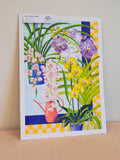 orchid still life - A3 risograph art print