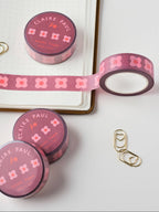 pink block flower washi tape